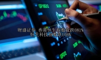 香港恒生指数收跌081% 恒生科技指数跌106%